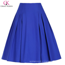 Грейс Карин женщин высокого эластичный старинные Ретро-синий трапеция Короткая юбка CL010451-3